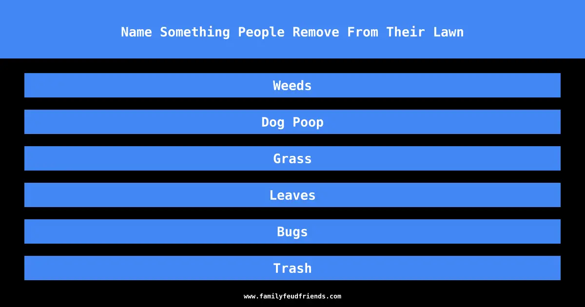 Name Something People Remove From Their Lawn answer