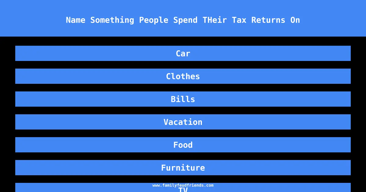 Name Something People Spend THeir Tax Returns On answer