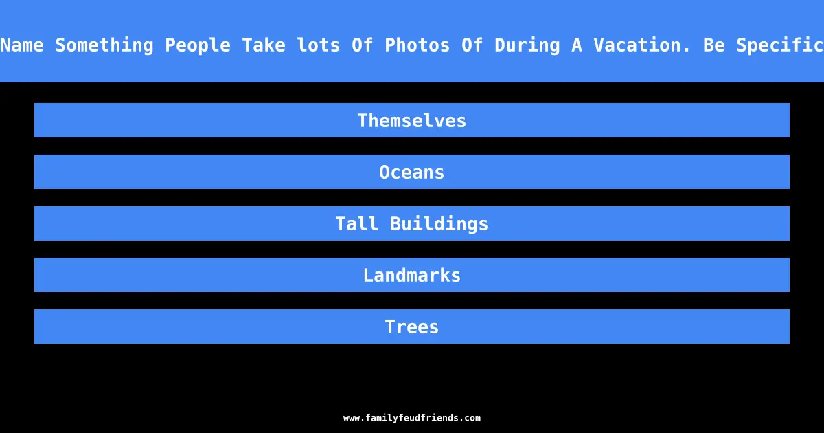Name Something People Take lots Of Photos Of During A Vacation. Be Specific answer
