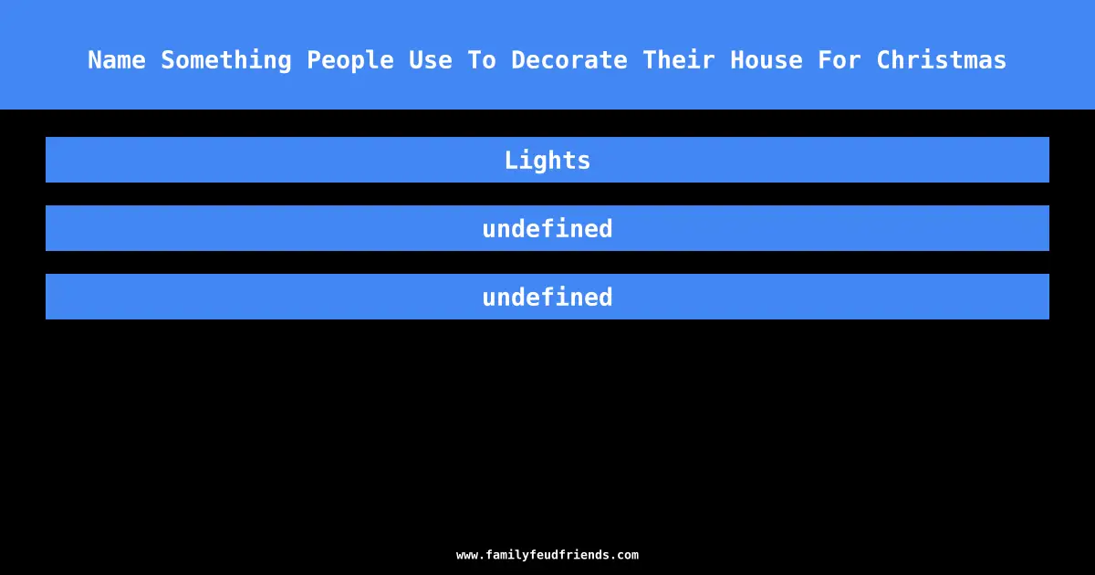 Name Something People Use To Decorate Their House For Christmas answer