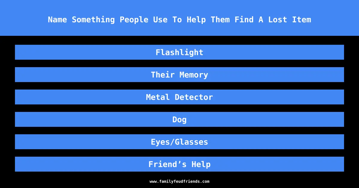 Name Something People Use To Help Them Find A Lost Item answer
