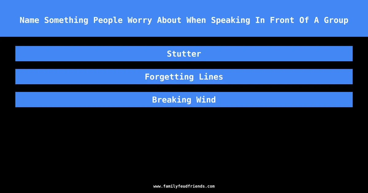 Name Something People Worry About When Speaking In Front Of A Group answer