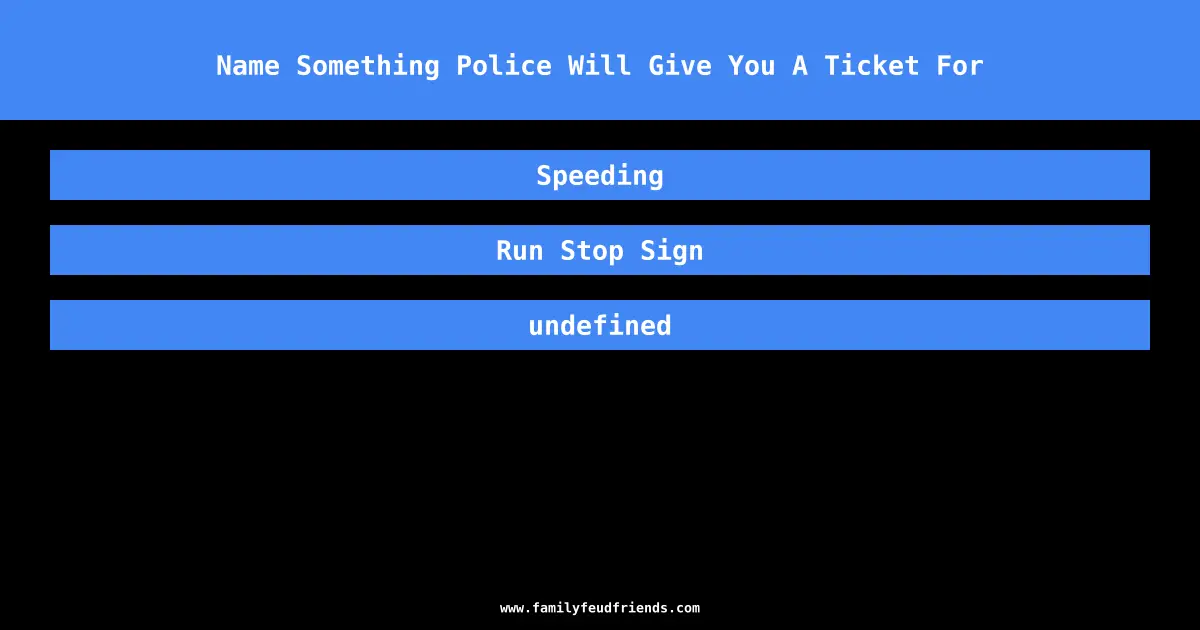 Name Something Police Will Give You A Ticket For answer