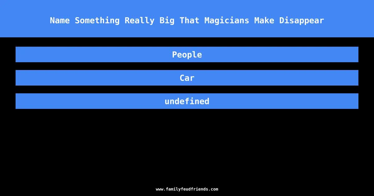 Name Something Really Big That Magicians Make Disappear answer