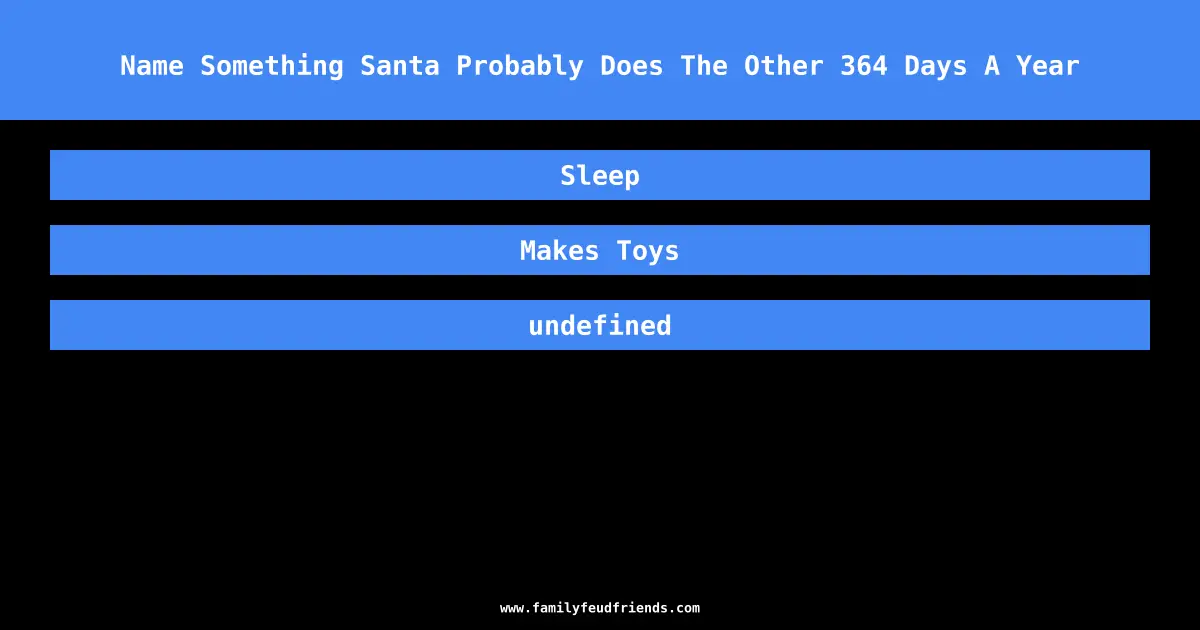 Name Something Santa Probably Does The Other 364 Days A Year answer