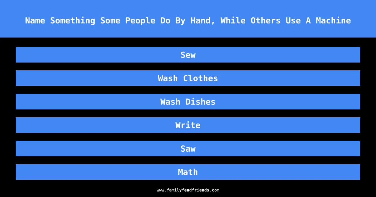 Name Something Some People Do By Hand, While Others Use A Machine answer