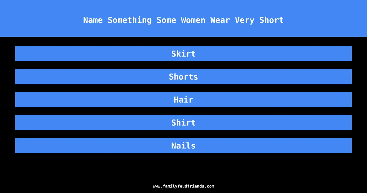 Name Something Some Women Wear Very Short answer