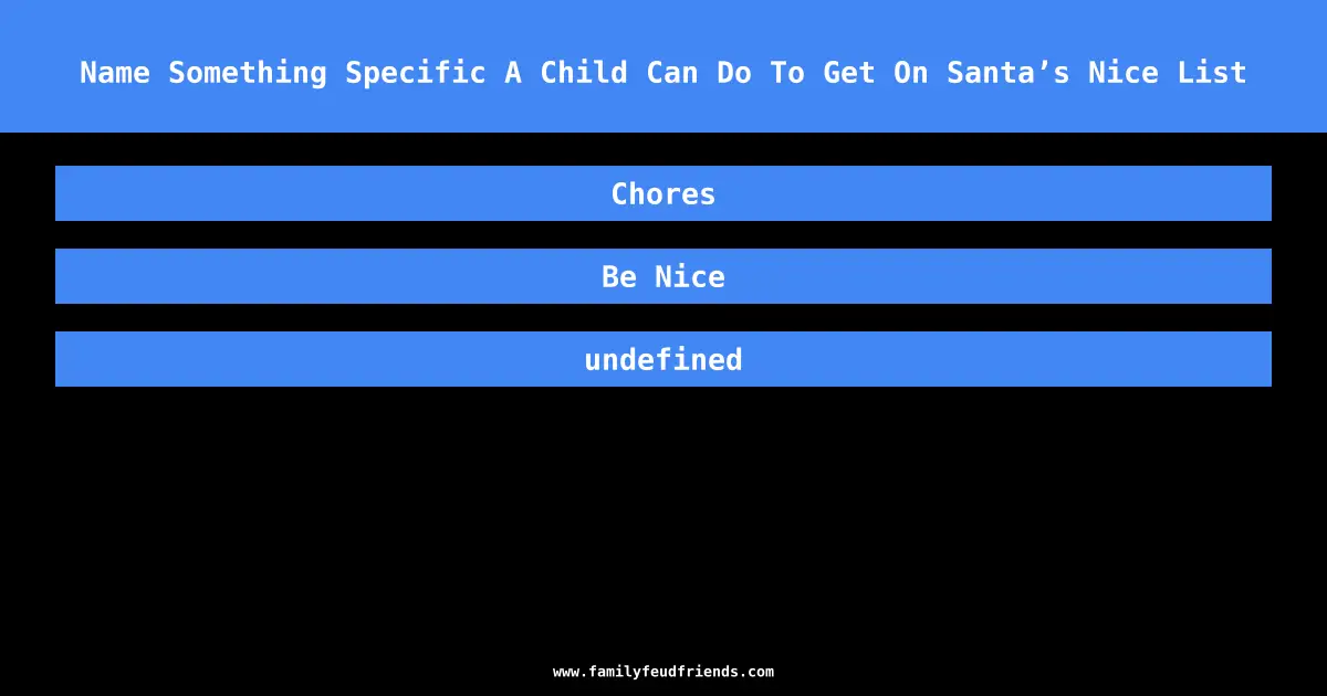 Name Something Specific A Child Can Do To Get On Santa’s Nice List answer