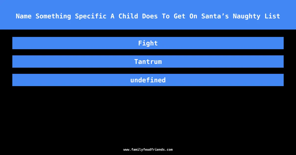 Name Something Specific A Child Does To Get On Santa’s Naughty List answer