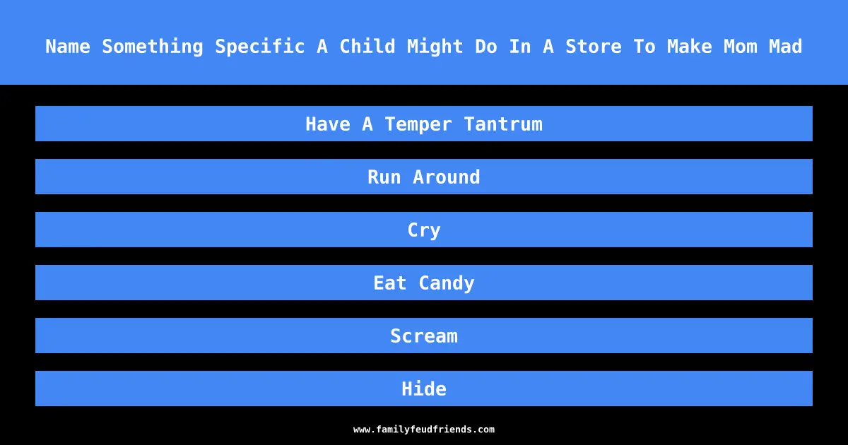 Name Something Specific A Child Might Do In A Store To Make Mom Mad answer