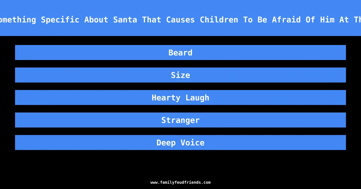 Name Something Specific About Santa That Causes Children To Be Afraid Of Him At The Mall answer