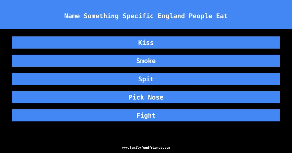 Name Something Specific England People Eat answer