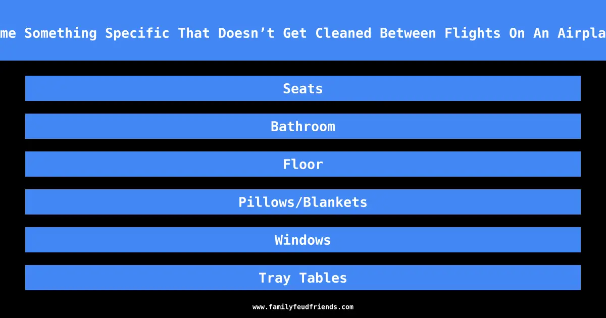 Name Something Specific That Doesn’t Get Cleaned Between Flights On An Airplane answer
