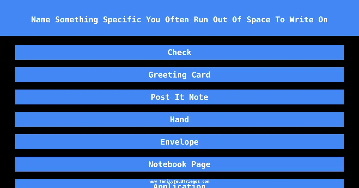 Name Something Specific You Often Run Out Of Space To Write On answer
