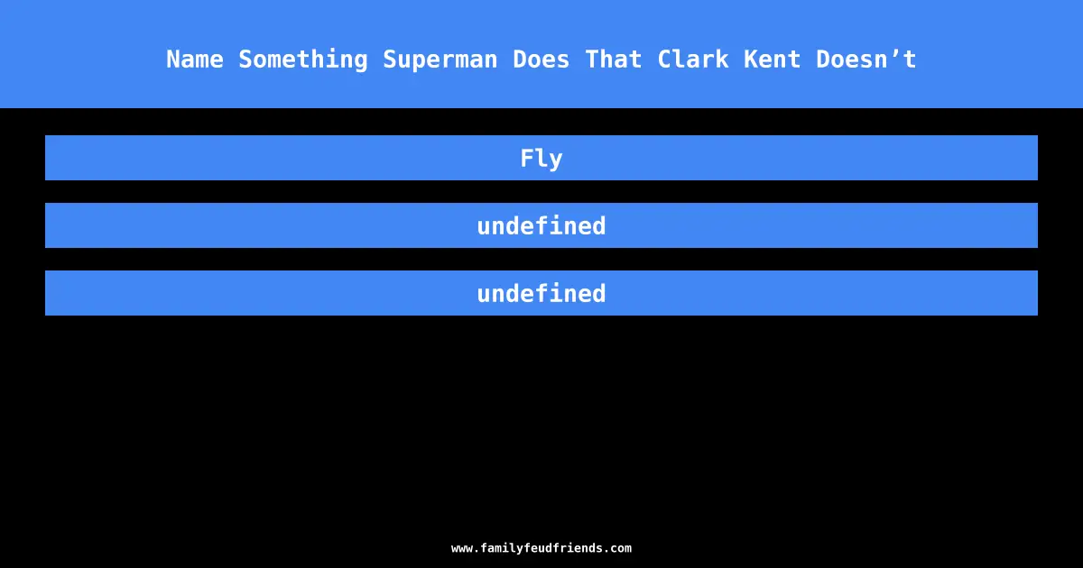 Name Something Superman Does That Clark Kent Doesn’t answer