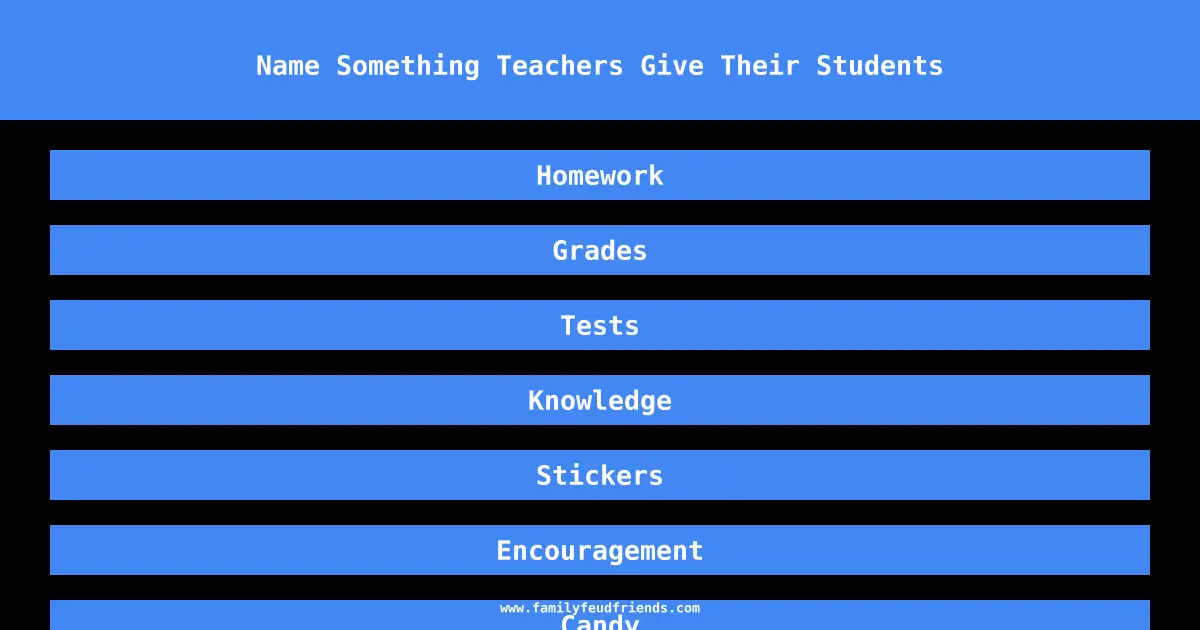 Name Something Teachers Give Their Students answer