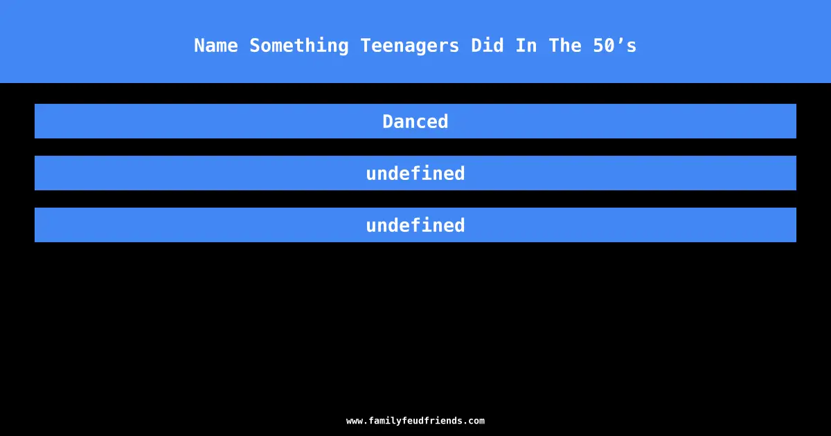 Name Something Teenagers Did In The 50’s answer