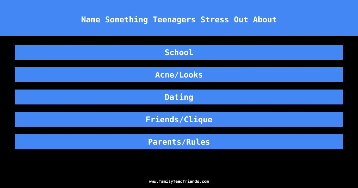 Name Something Teenagers Stress Out About answer