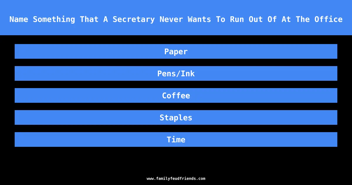 Name Something That A Secretary Never Wants To Run Out Of At The Office answer