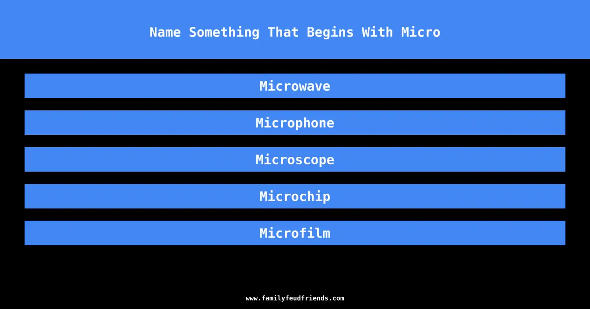Name Something That Begins With Micro answer