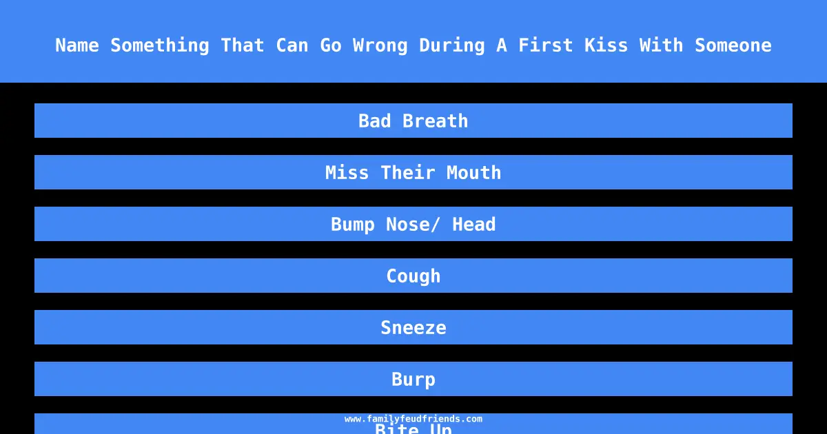 Name Something That Can Go Wrong During A First Kiss With Someone answer