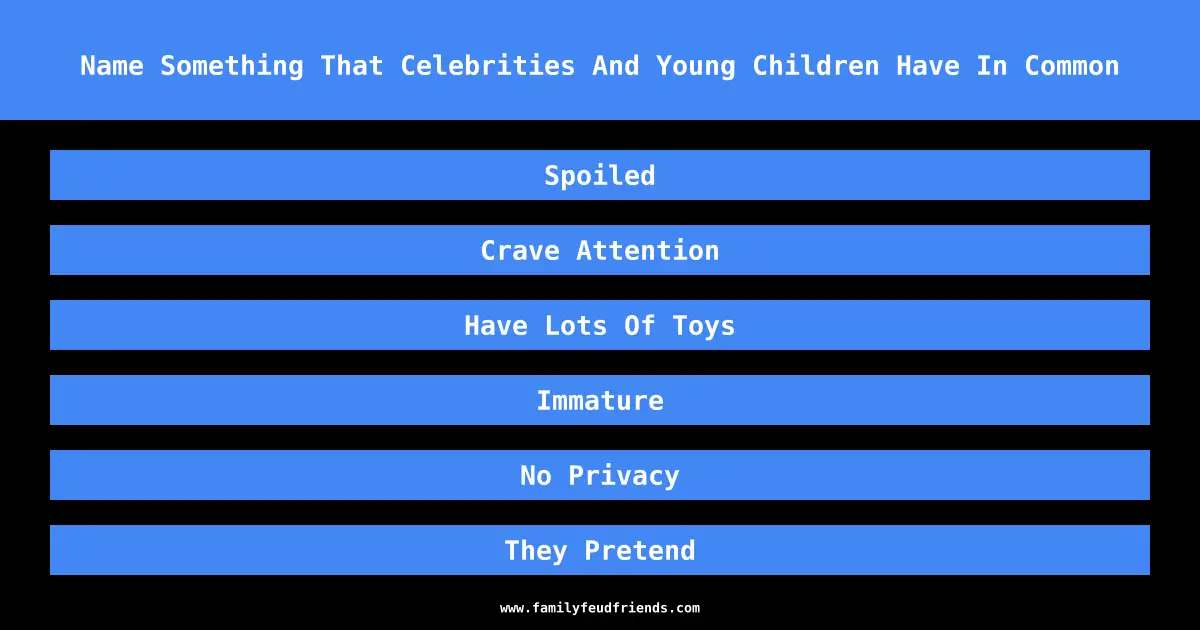 Name Something That Celebrities And Young Children Have In Common answer