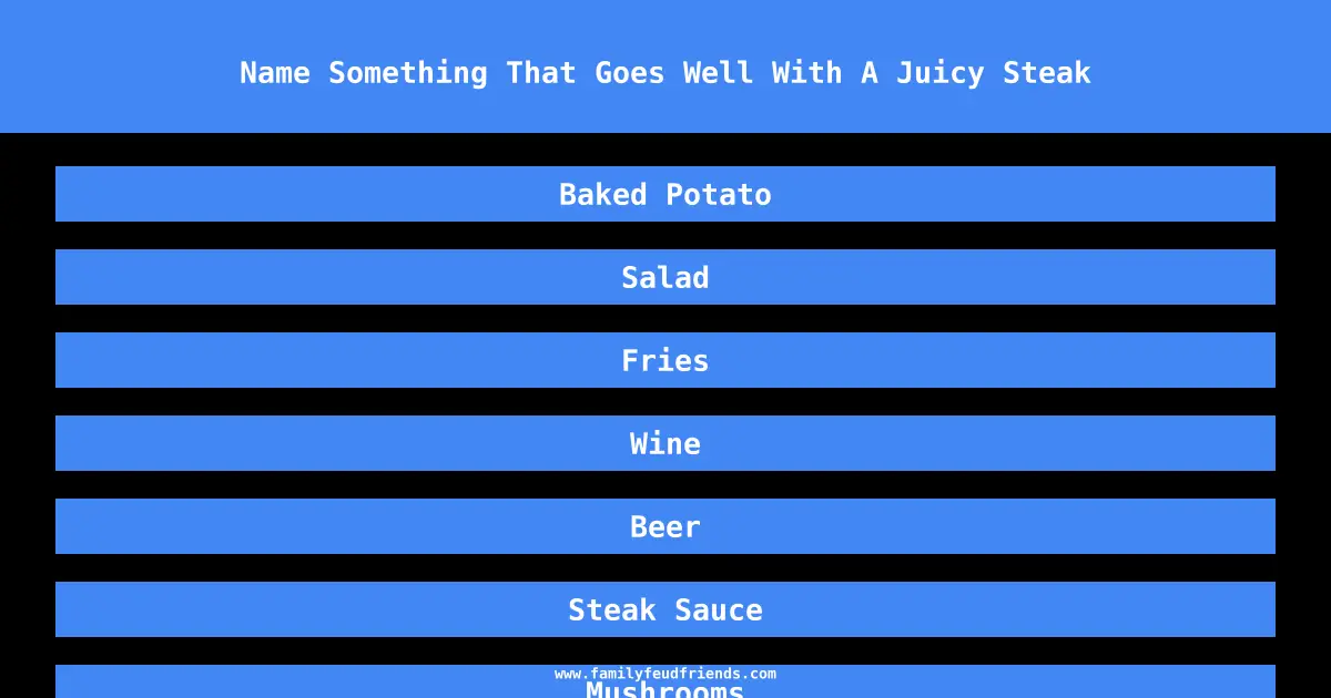 Name Something That Goes Well With A Juicy Steak answer