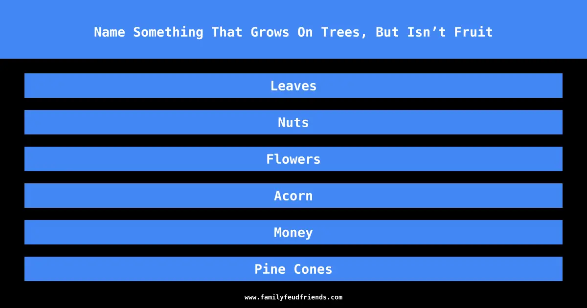 Name Something That Grows On Trees, But Isn’t Fruit answer