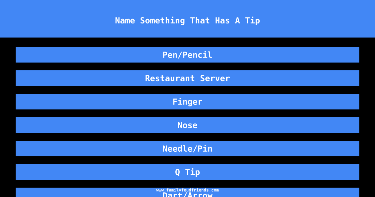 Name Something That Has A Tip answer