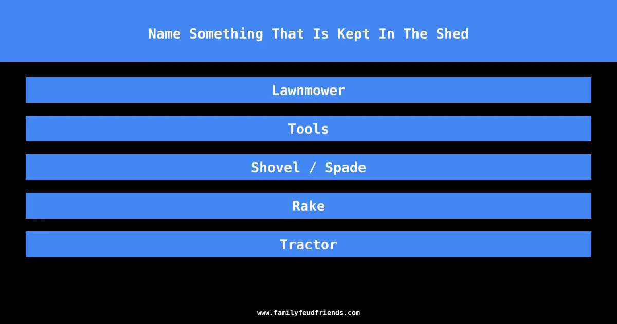 Name Something That Is Kept In The Shed answer