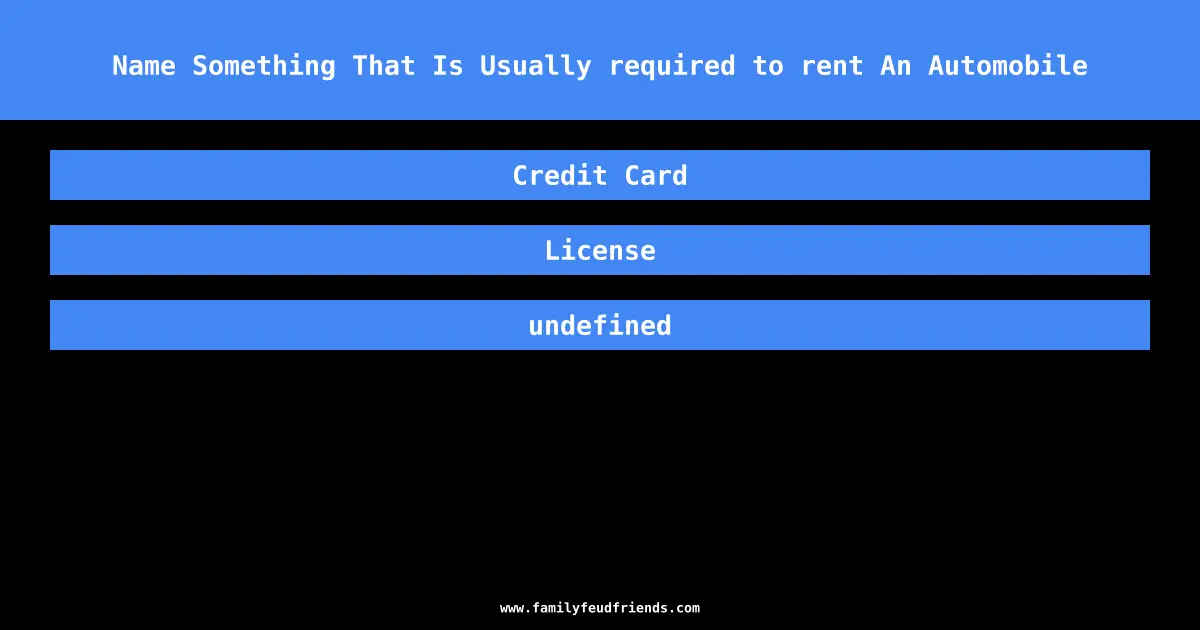 Name Something That Is Usually required to rent An Automobile answer