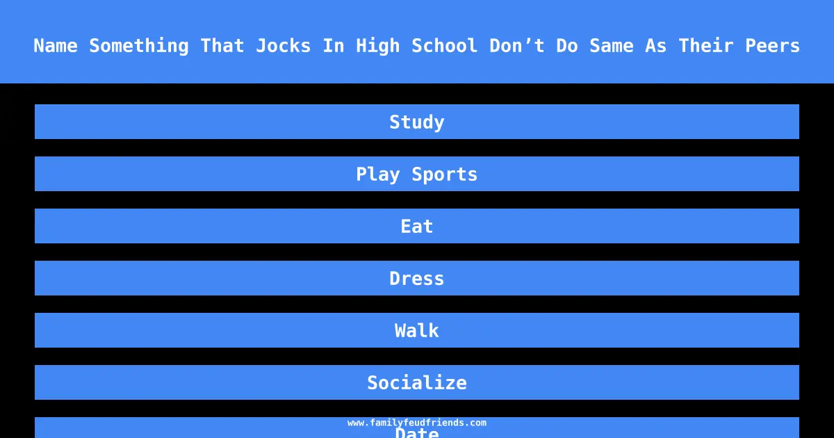Name Something That Jocks In High School Don’t Do Same As Their Peers answer