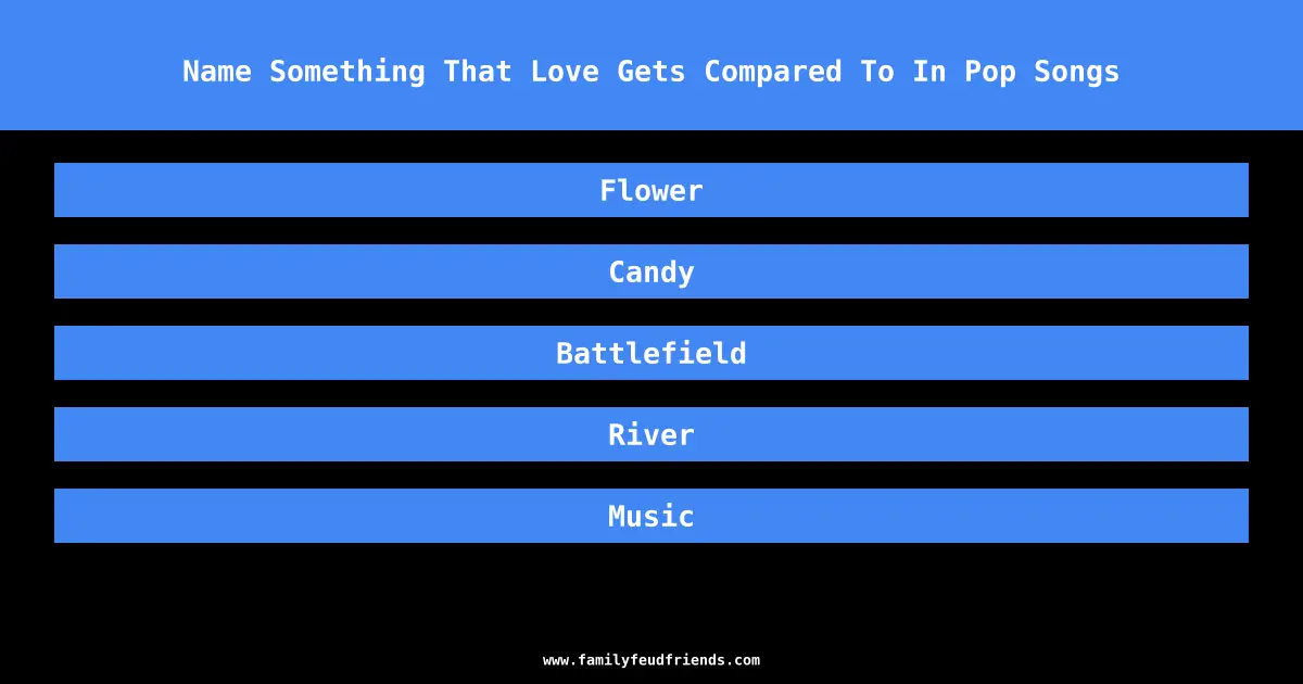 Name Something That Love Gets Compared To In Pop Songs answer