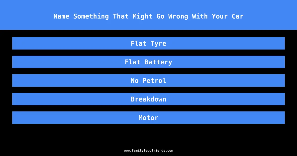 Name Something That Might Go Wrong With Your Car answer
