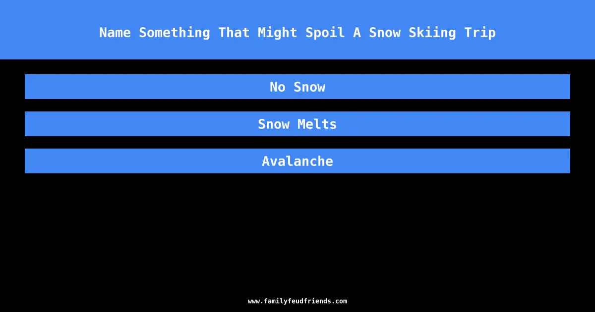 Name Something That Might Spoil A Snow Skiing Trip answer