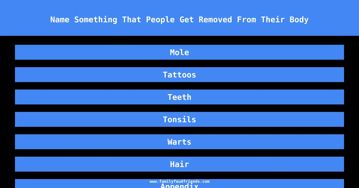 Name Something That People Get Removed From Their Body answer