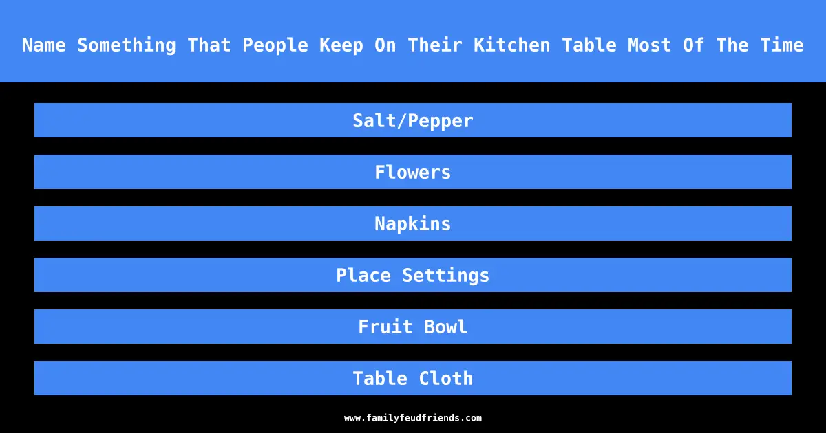 Name Something That People Keep On Their Kitchen Table Most Of The Time answer
