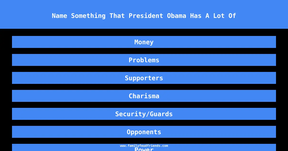 Name Something That President Obama Has A Lot Of answer