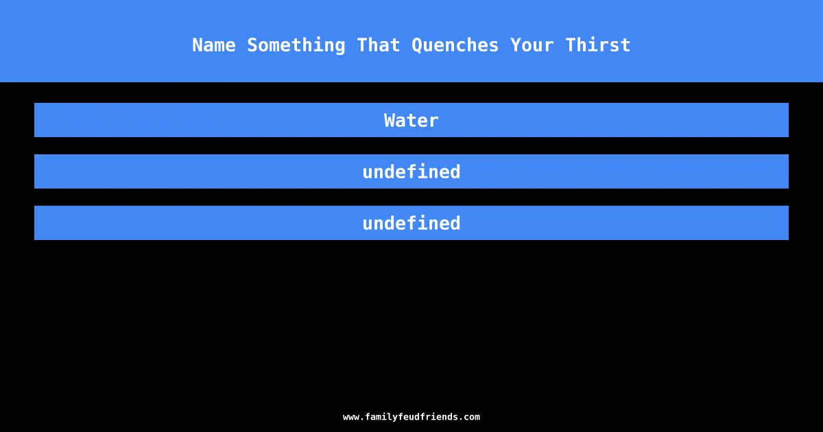 Name Something That Quenches Your Thirst answer