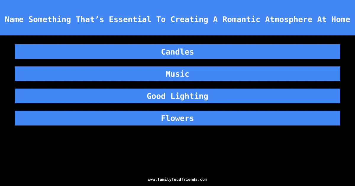 Name Something That’s Essential To Creating A Romantic Atmosphere At Home answer