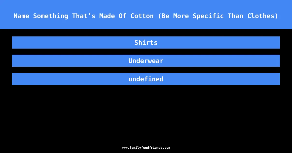 Name Something That’s Made Of Cotton (Be More Specific Than Clothes) answer