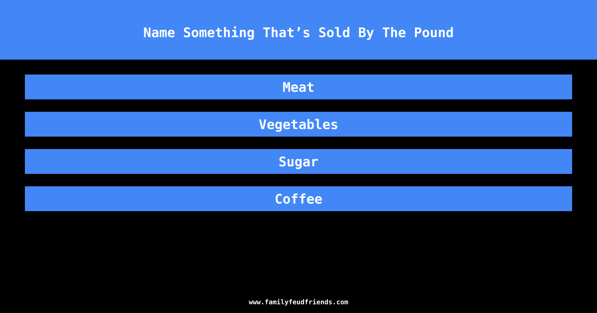 Name Something That’s Sold By The Pound answer
