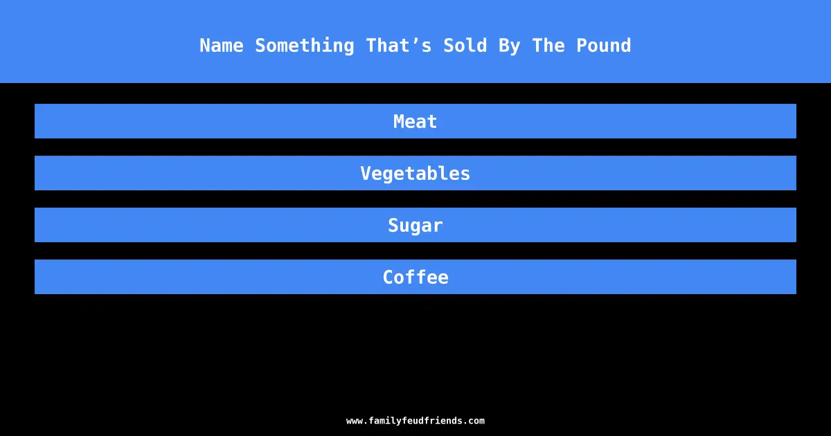 Name Something That’s Sold By The Pound answer