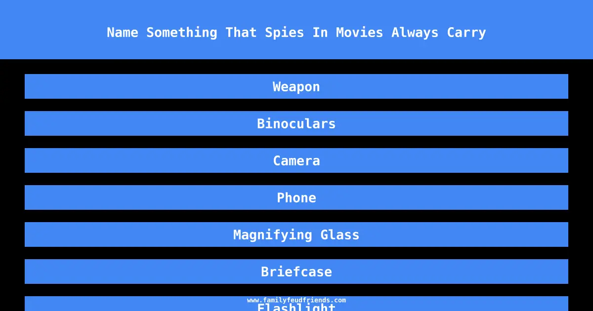 Name Something That Spies In Movies Always Carry answer
