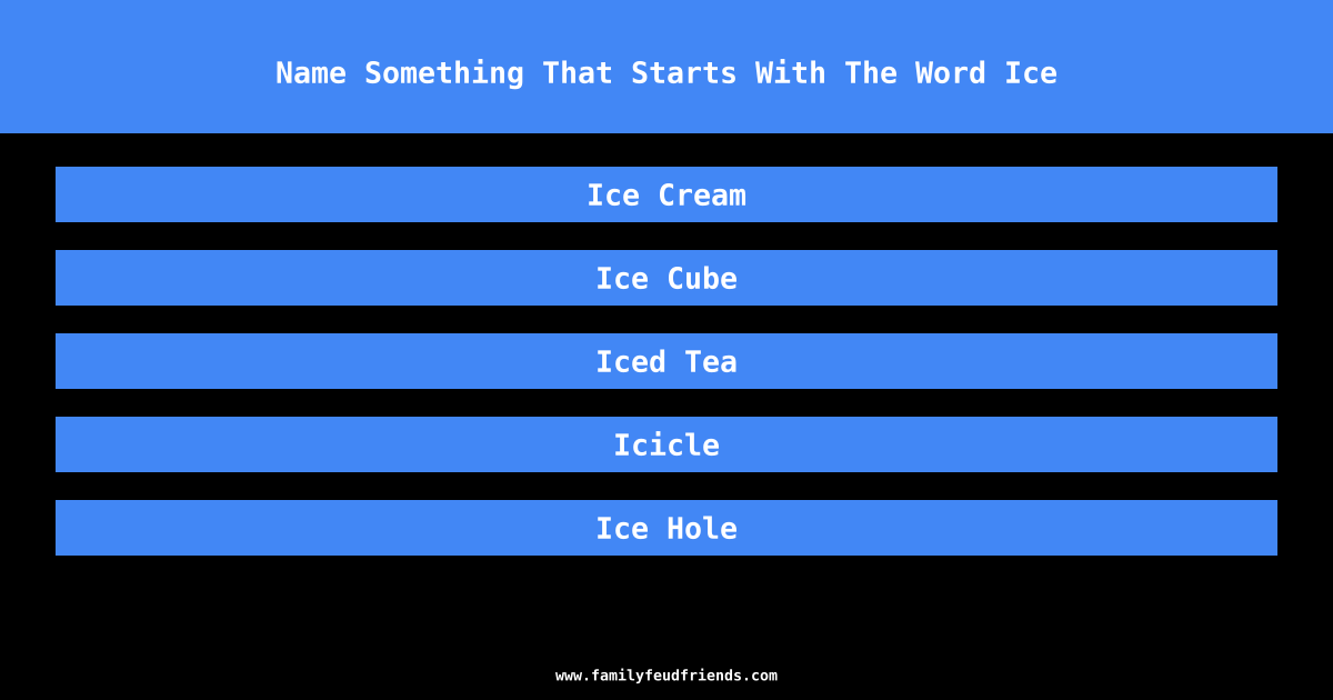 Name Something That Starts With The Word Ice answer