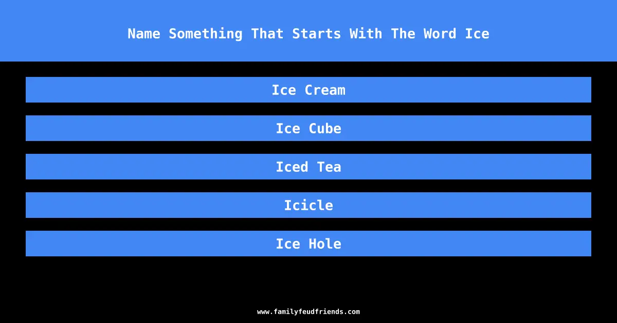 Name Something That Starts With The Word Ice answer