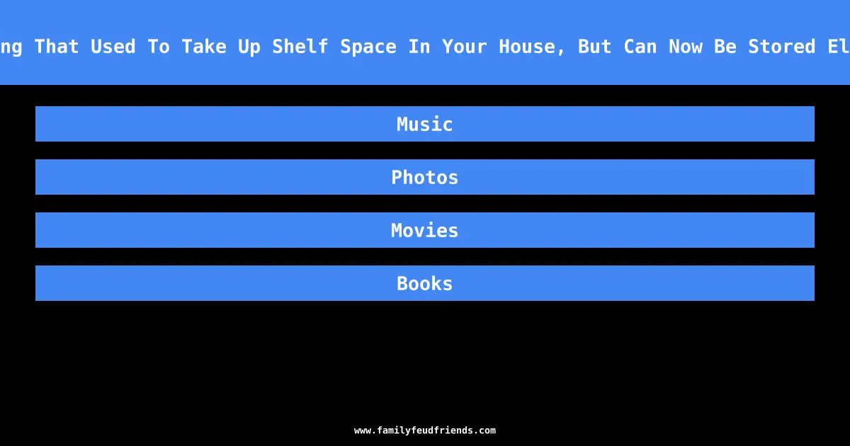 Name Something That Used To Take Up Shelf Space In Your House, But Can Now Be Stored Electronically answer