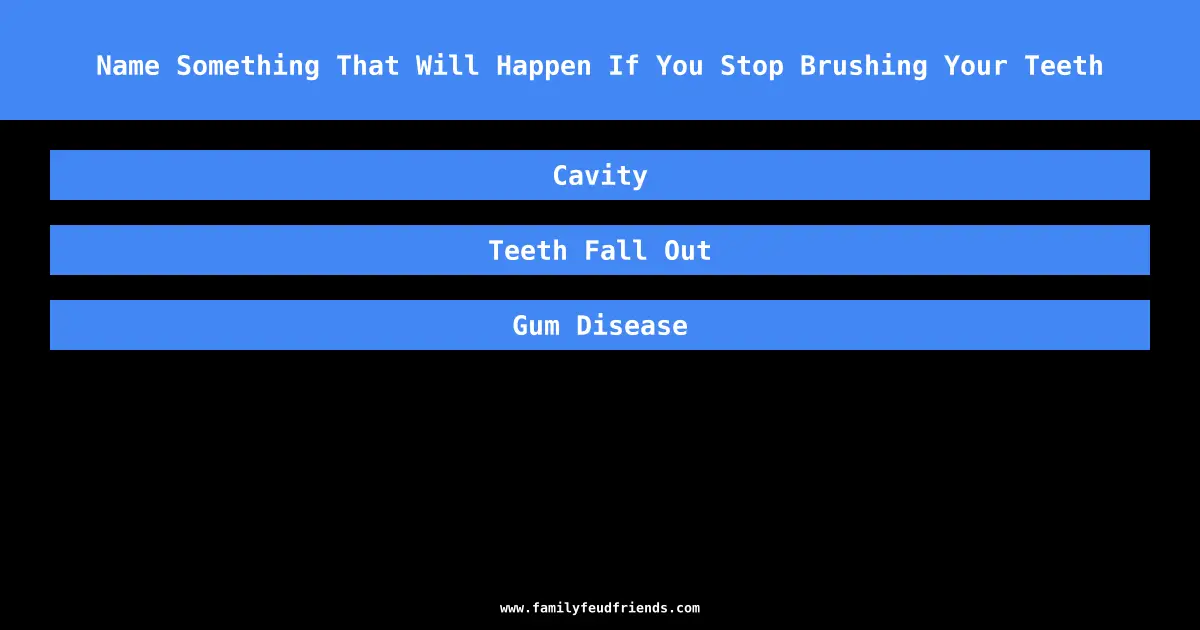 Name Something That Will Happen If You Stop Brushing Your Teeth answer