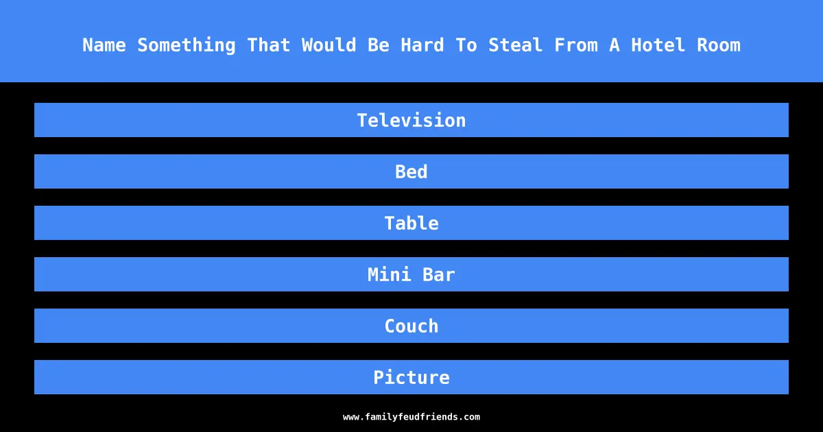 Name Something That Would Be Hard To Steal From A Hotel Room answer