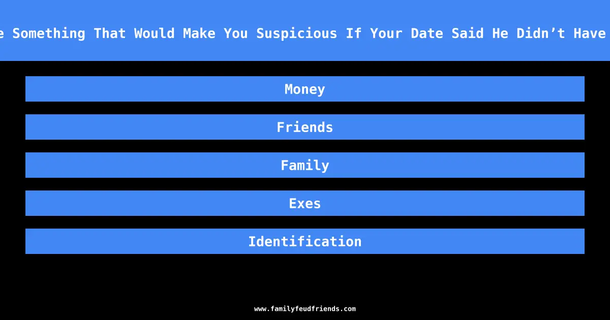 Name Something That Would Make You Suspicious If Your Date Said He Didn’t Have Any answer